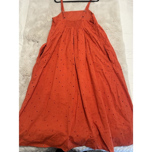 Madewell Eyelet Summertime Cami Midi Dress Size M Orange - Picture 2 of 14
